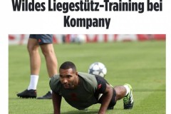 图片报：拜仁战切尔西前最后一练进行抢圈练习，输队须进行俯卧撑